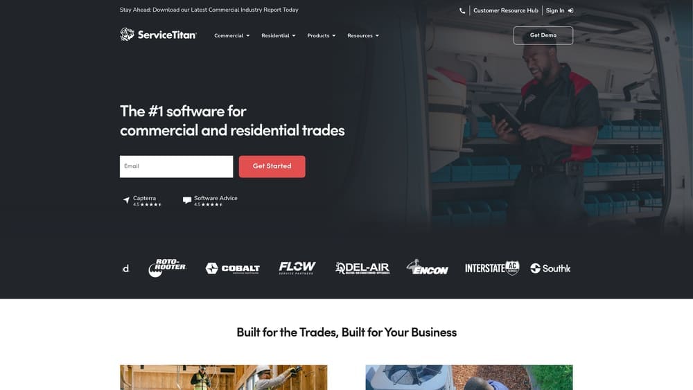 Screenshot of ServiceTitan website