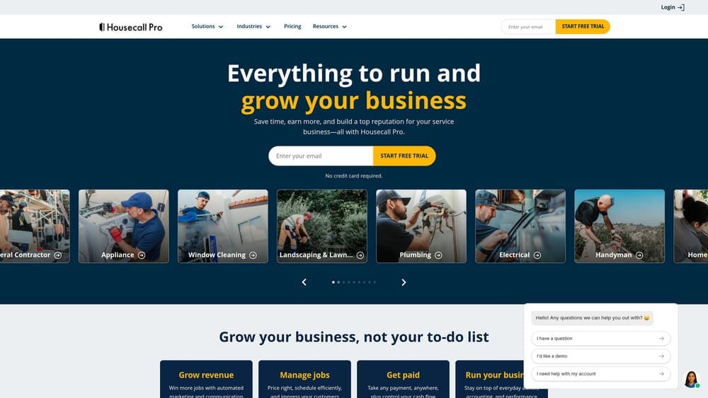Screenshot of Housecall Pro website
