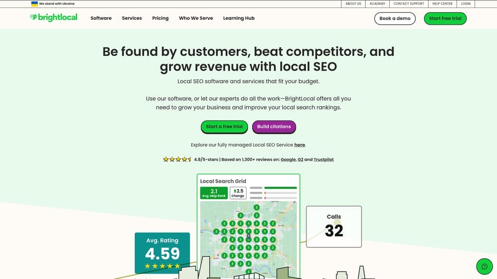 Screenshot of BrightLocal website