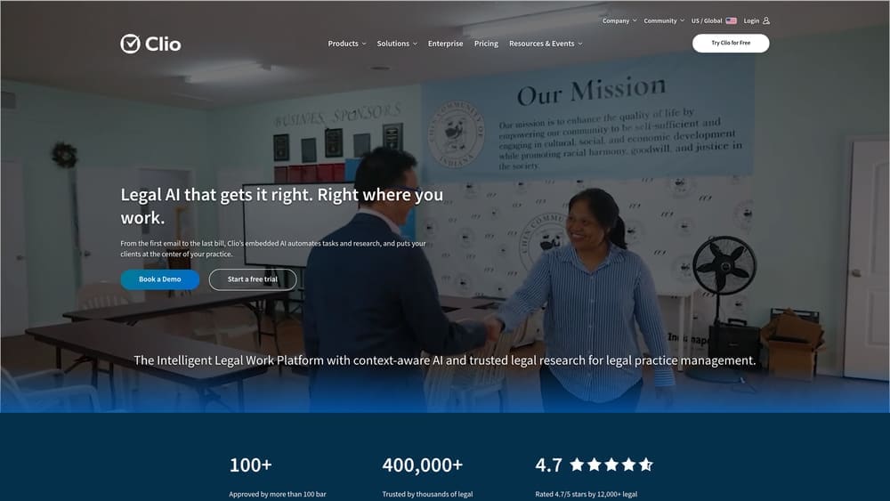 Screenshot of Clio Grow website