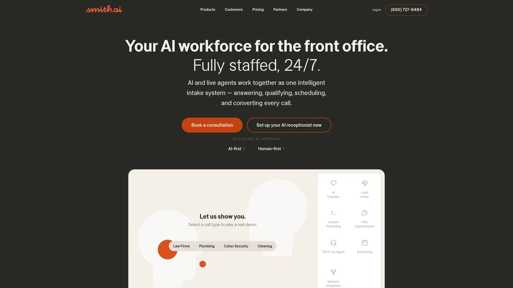 Screenshot of Smith.ai website