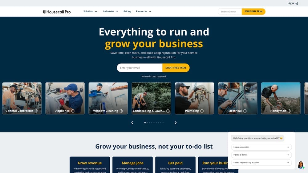 Screenshot of Housecall Pro website