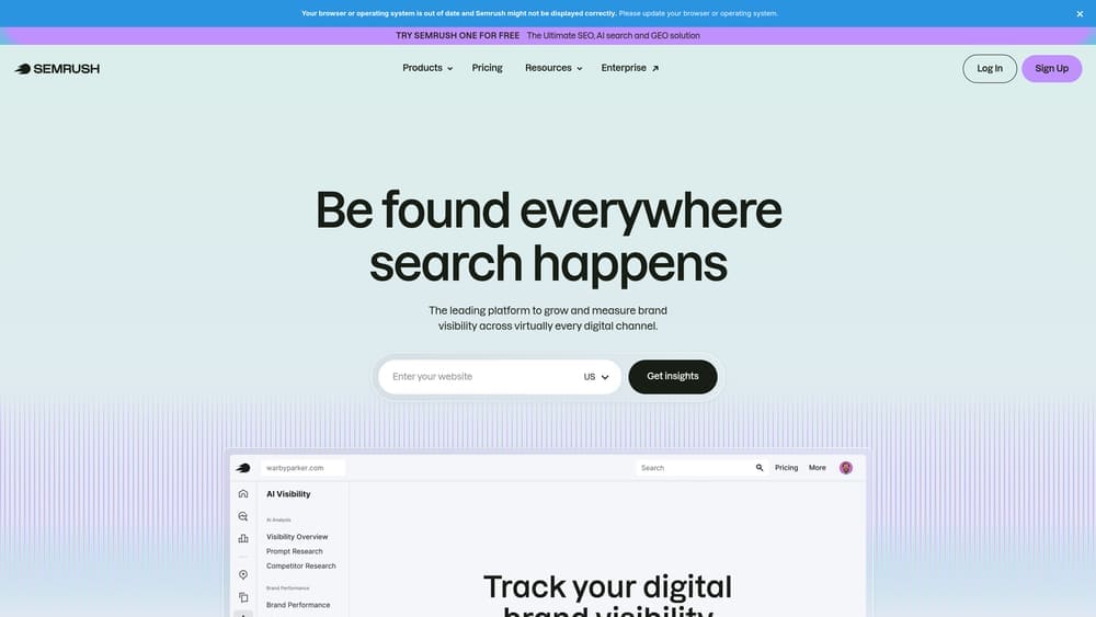 Screenshot of Semrush Local website