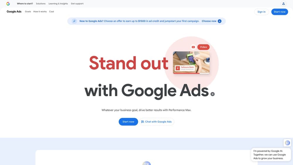 Screenshot of Google Ads website