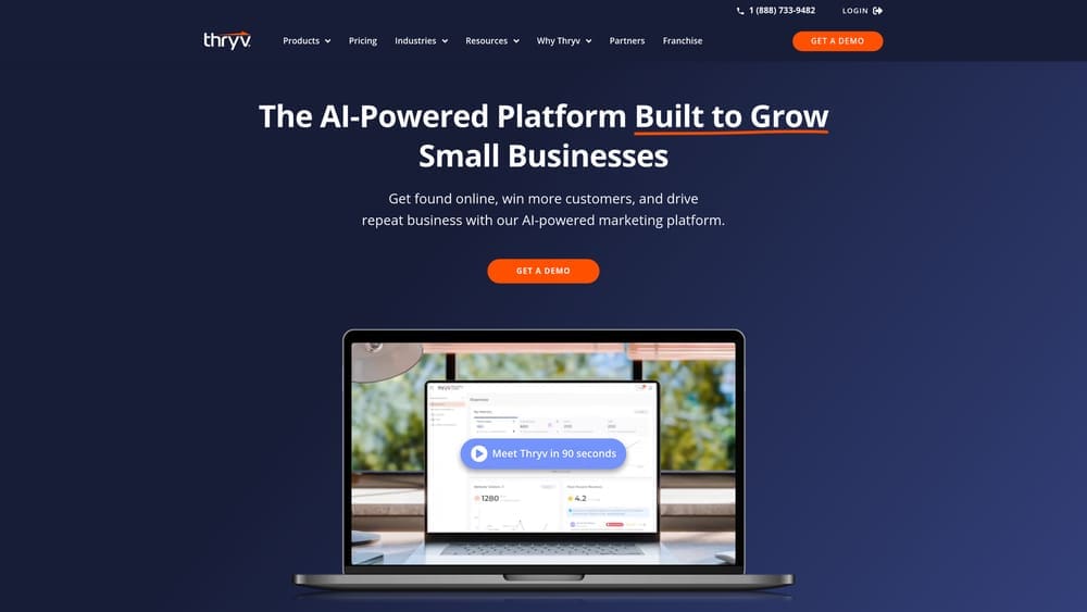 Screenshot of Thryv website