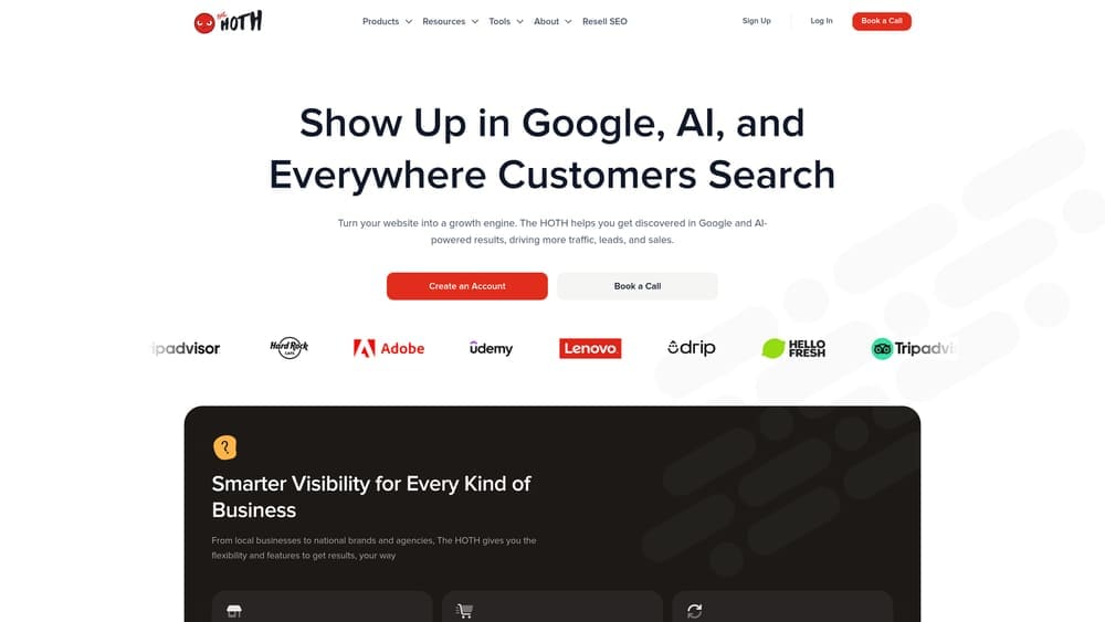 Screenshot of The HOTH website