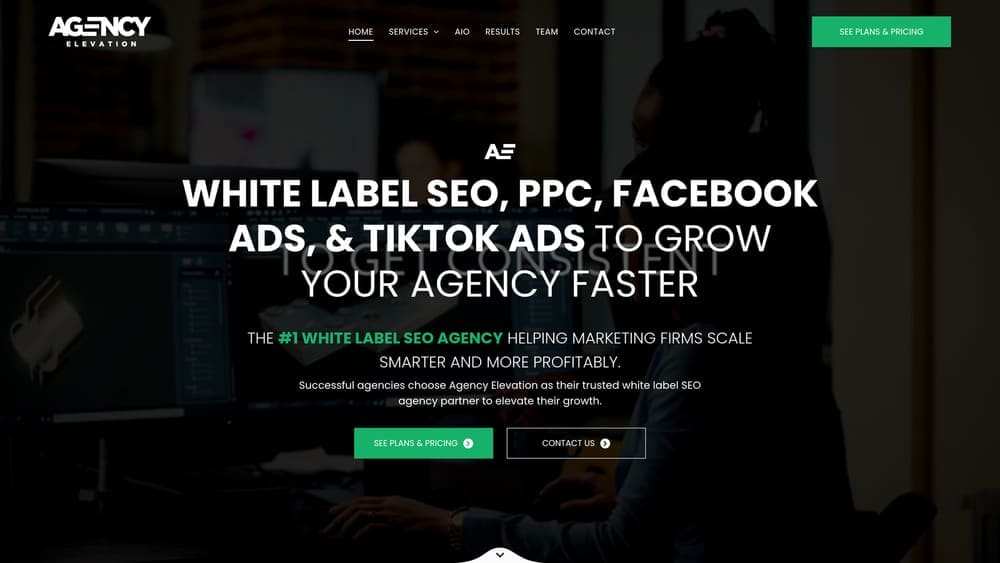 Screenshot of Agency Elevation website