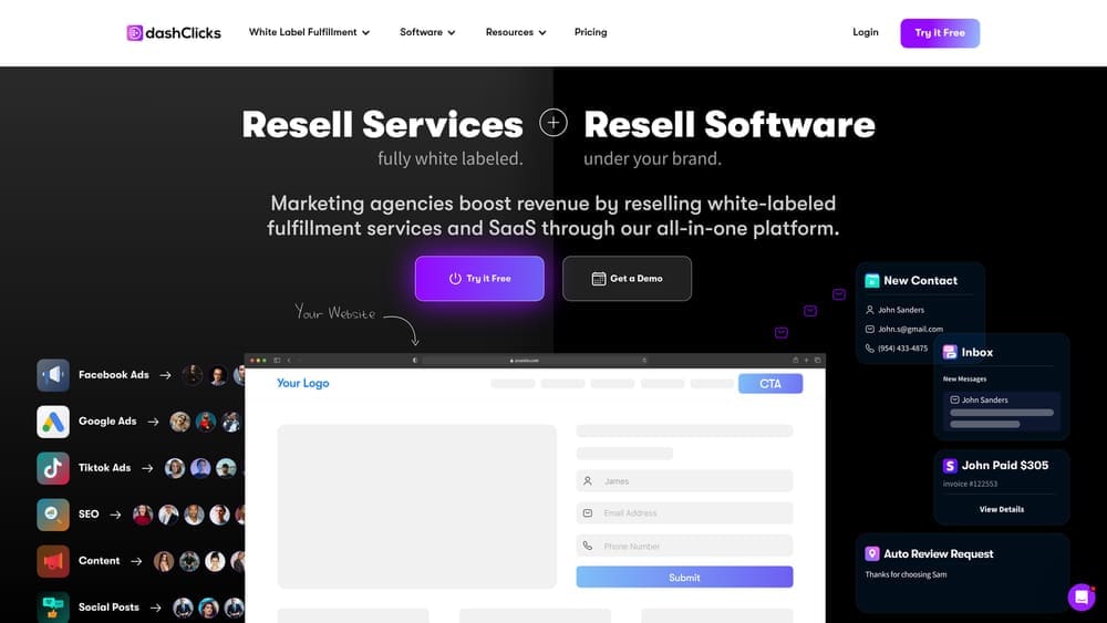 Screenshot of DashClicks website