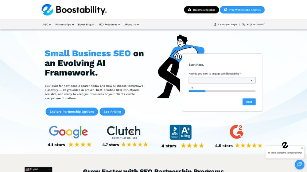 Screenshot of Boostability website