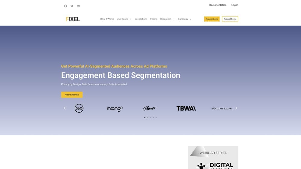 Screenshot of Fixel website