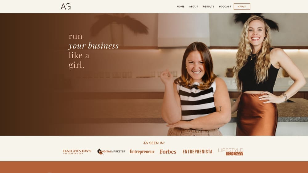 Screenshot of The Ad Girls website