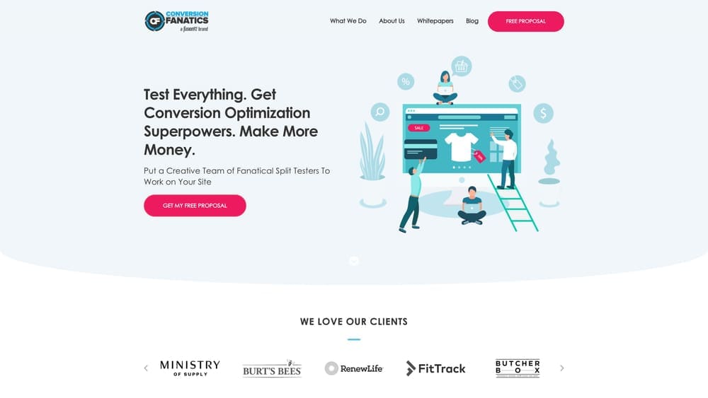 Screenshot of Conversion Fanatics website