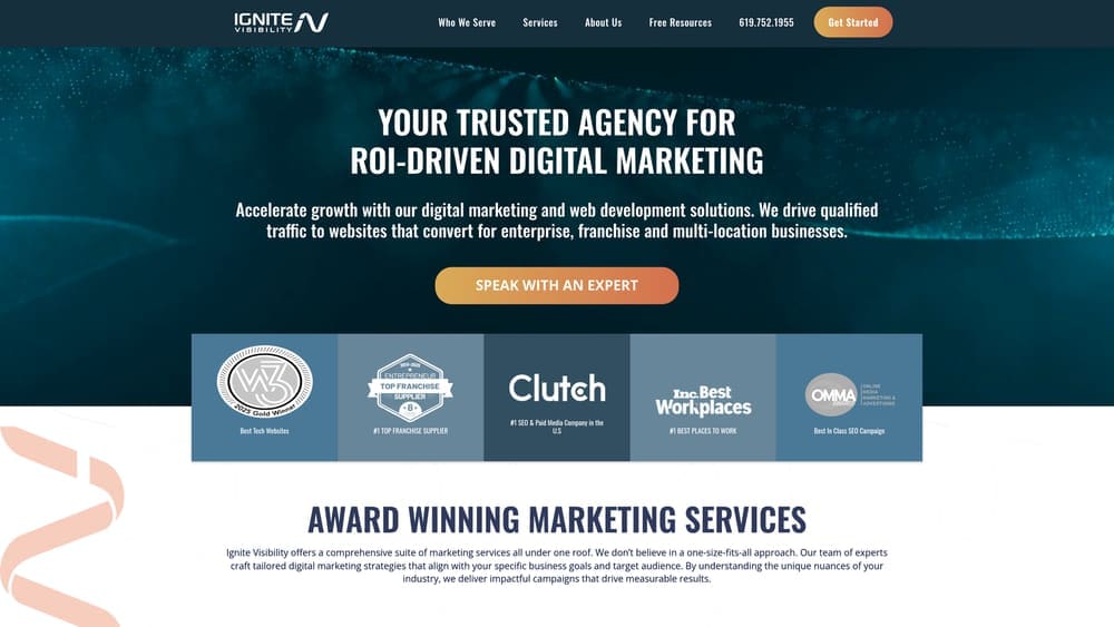 Screenshot of Ignite Visibility website