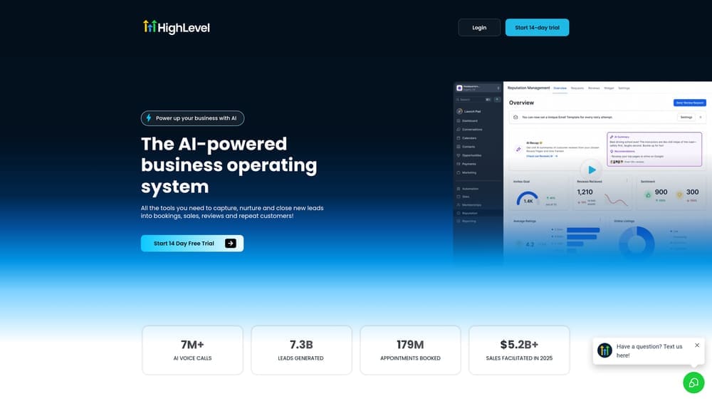 Screenshot of GoHighLevel website