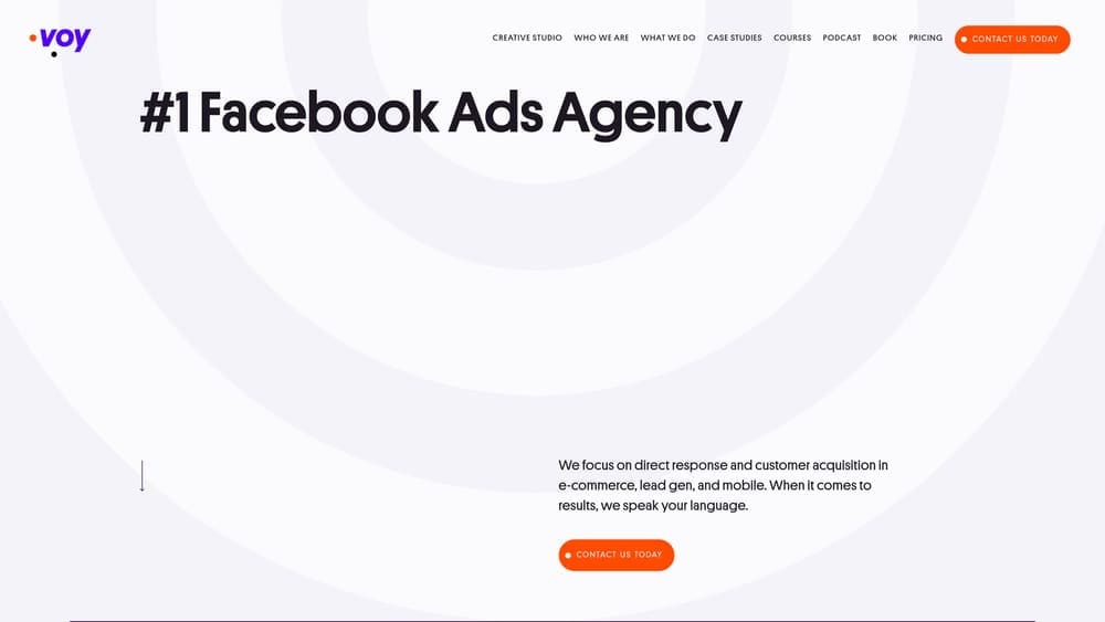 Screenshot of Voy Media website