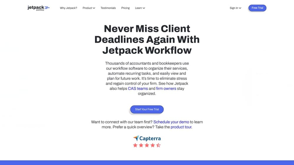 Screenshot of Jetpack Workflow Marketing website