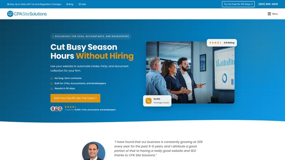 Screenshot of CPA Site Solutions website