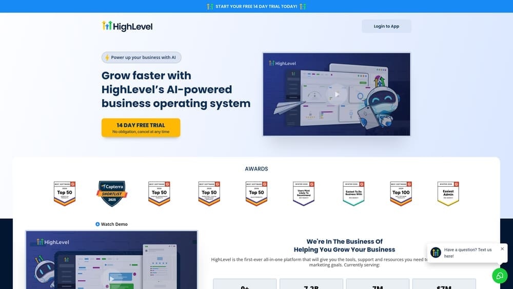 Screenshot of GoHighLevel website