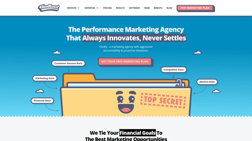 Screenshot of KlientBoost website