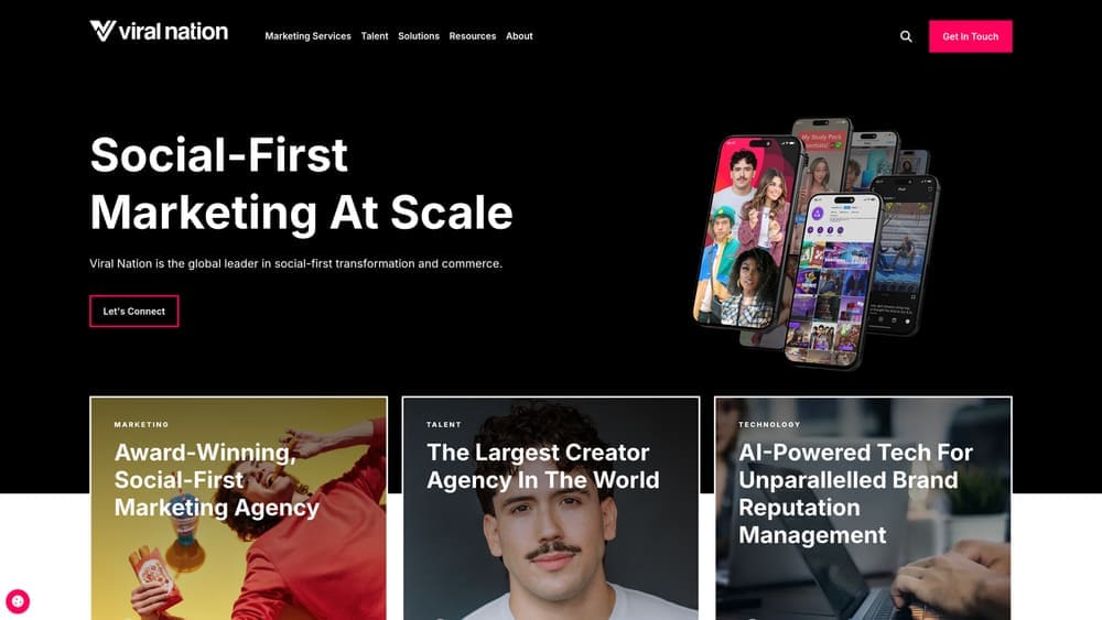 Screenshot of Viral Nation website