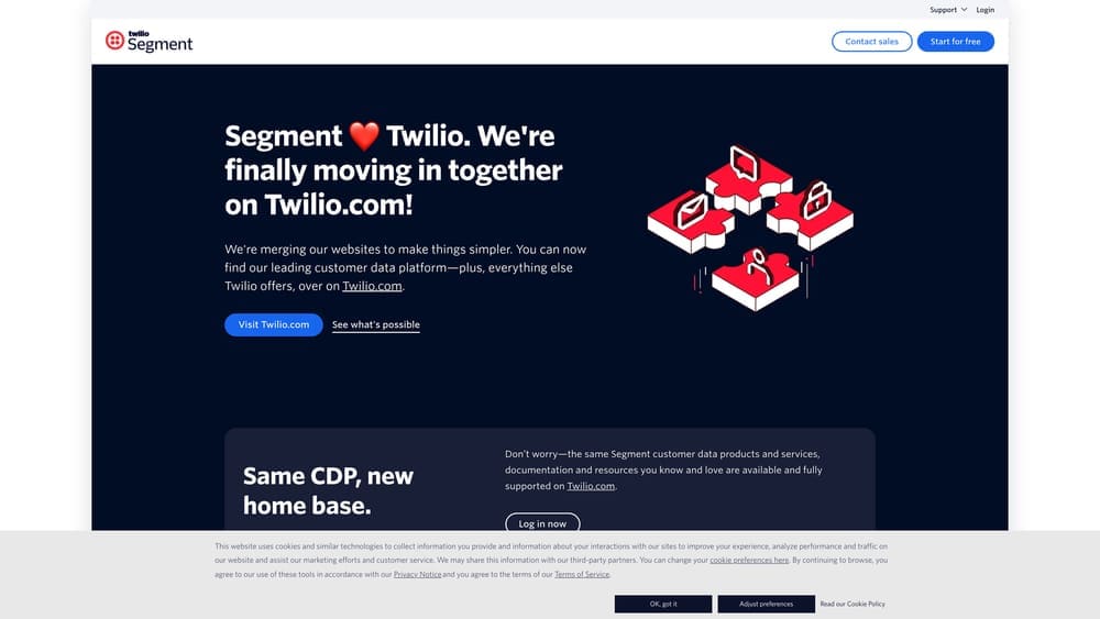 Screenshot of Segment website