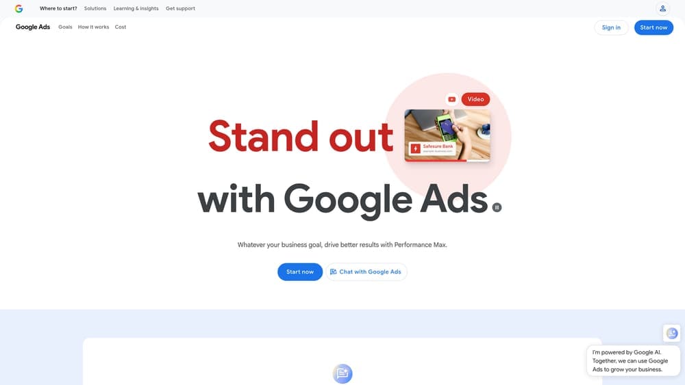 Screenshot of Google Ads website
