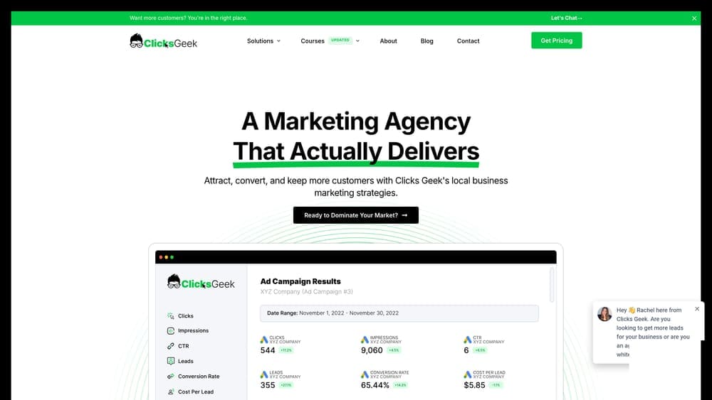 Screenshot of Clicks Geek website