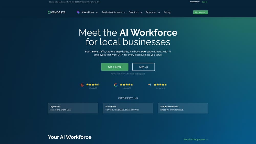 Screenshot of Vendasta website
