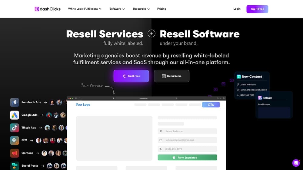 Screenshot of DashClicks website