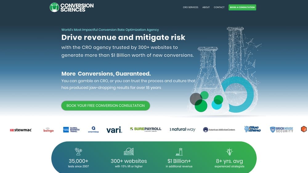 Screenshot of Conversion Sciences website