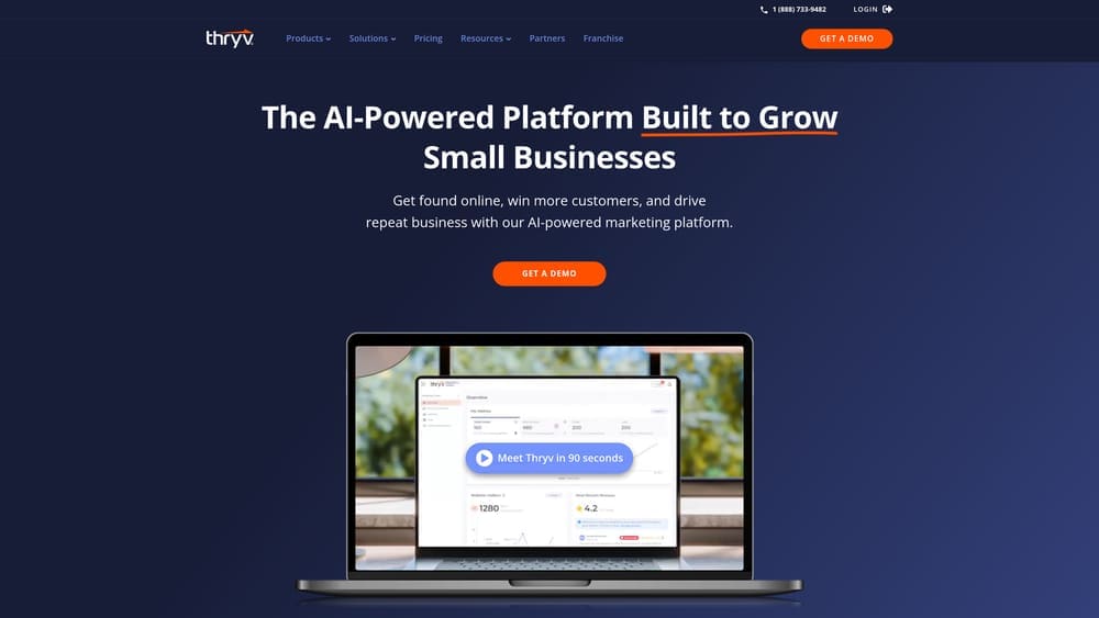 Screenshot of Thryv website