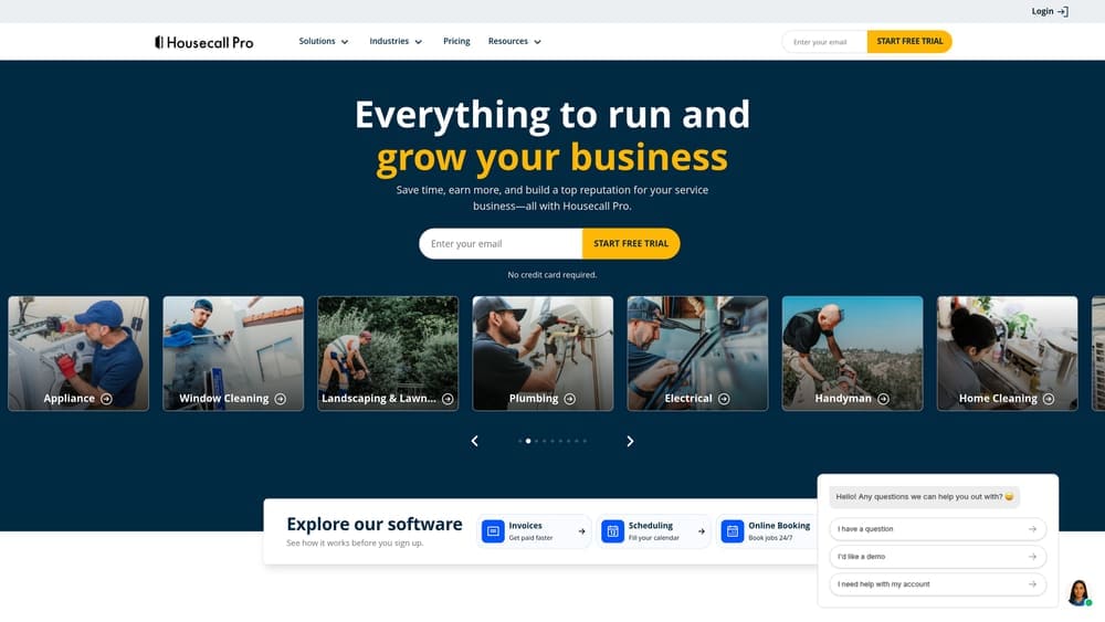 Screenshot of Housecall Pro website