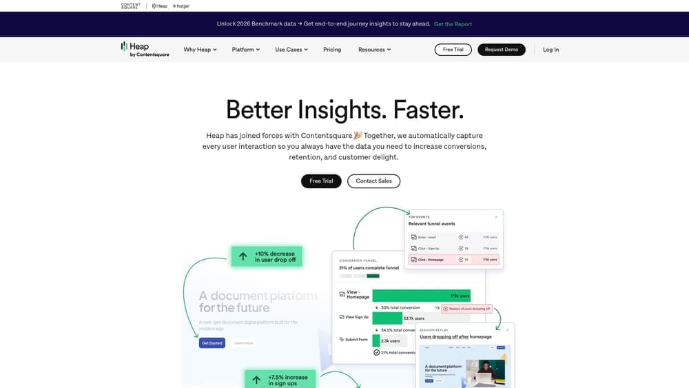 Screenshot of Heap website