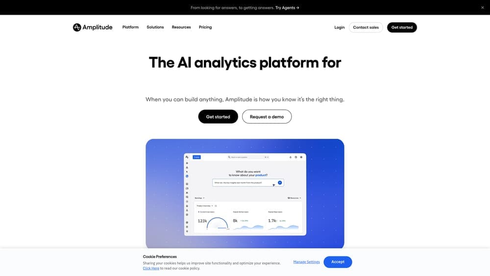 Screenshot of Amplitude website