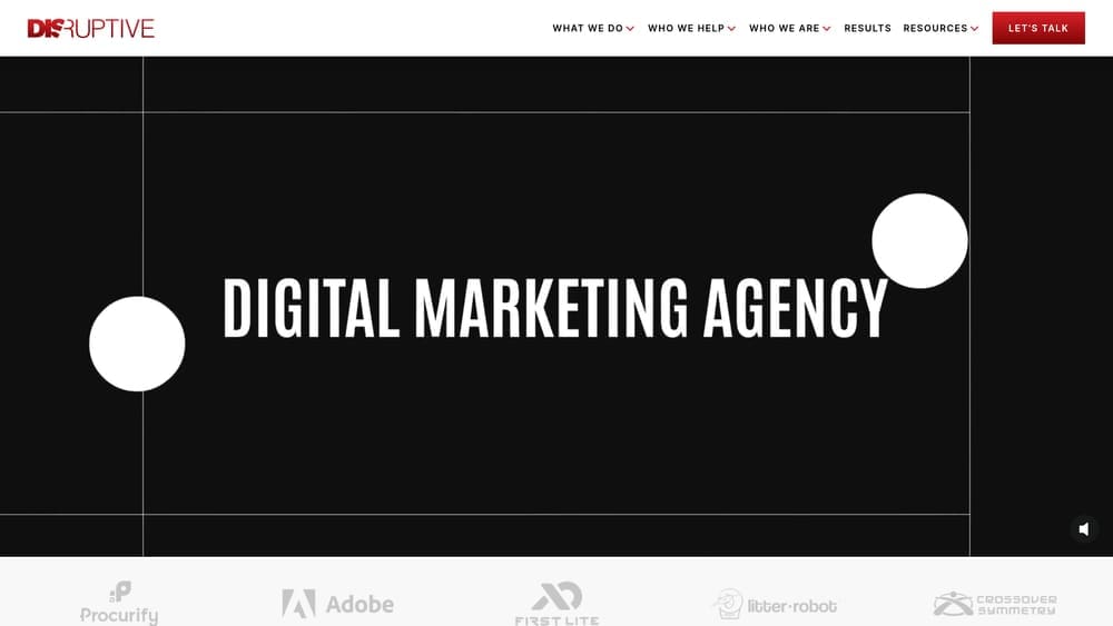 Screenshot of Disruptive Advertising website