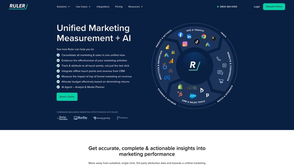 Screenshot of Ruler Analytics website