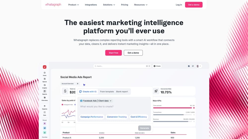 Screenshot of Whatagraph website