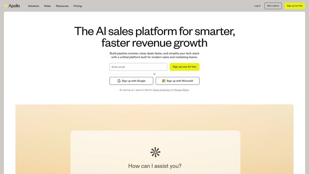 Screenshot of Apollo.io website