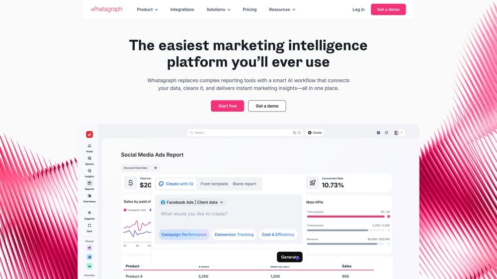 Screenshot of Whatagraph website