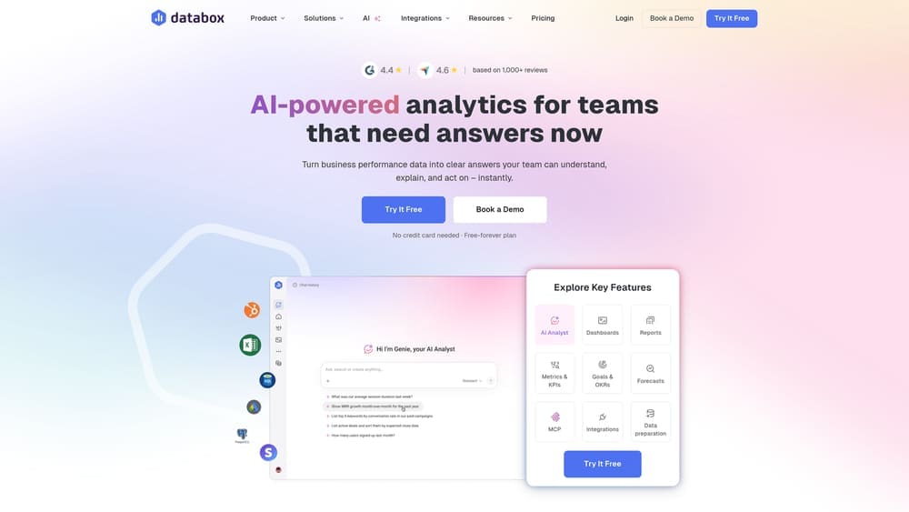 Screenshot of Databox website