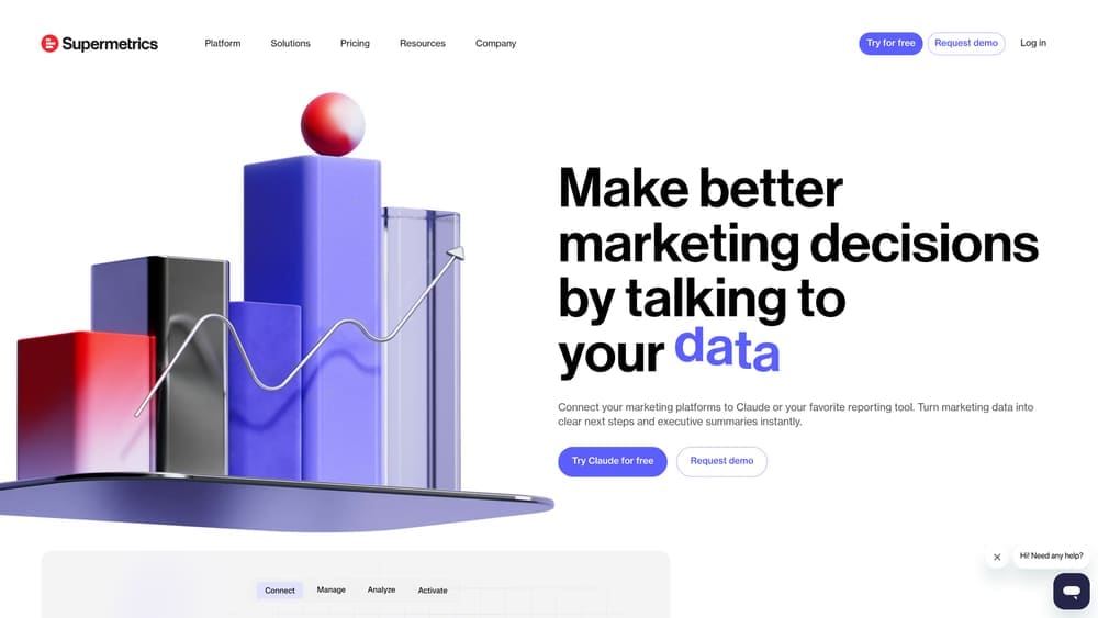 Screenshot of Supermetrics website