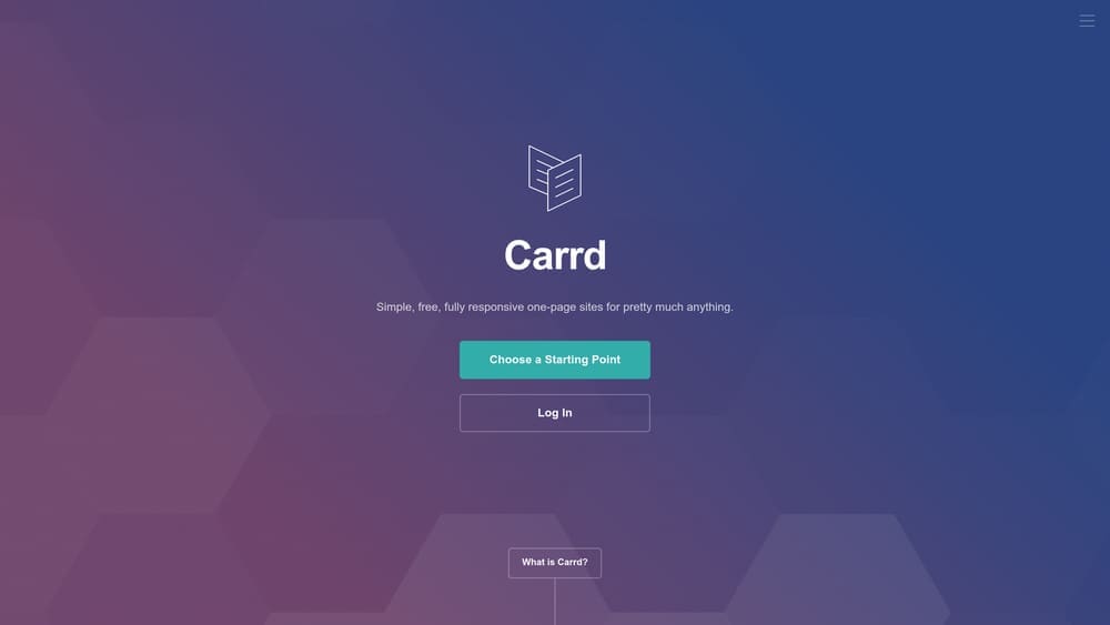 Screenshot of Carrd website
