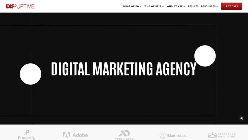 Screenshot of Disruptive Advertising website