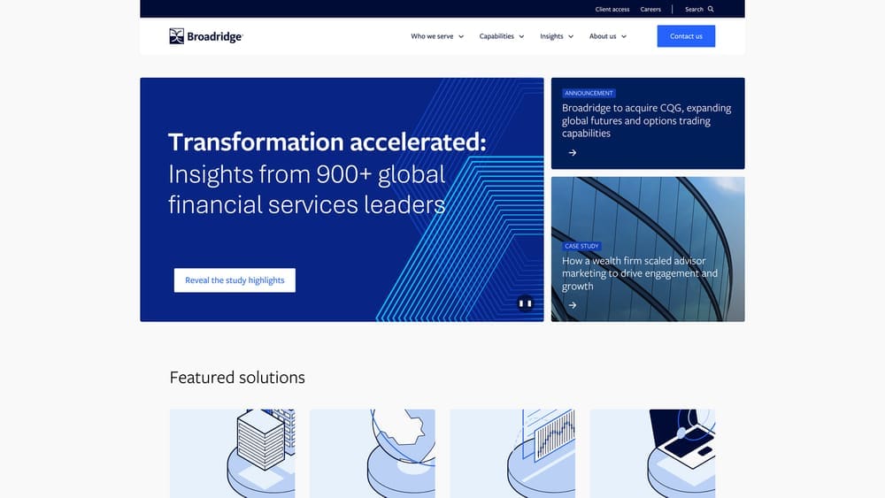 Screenshot of Broadridge Marketing Solutions website