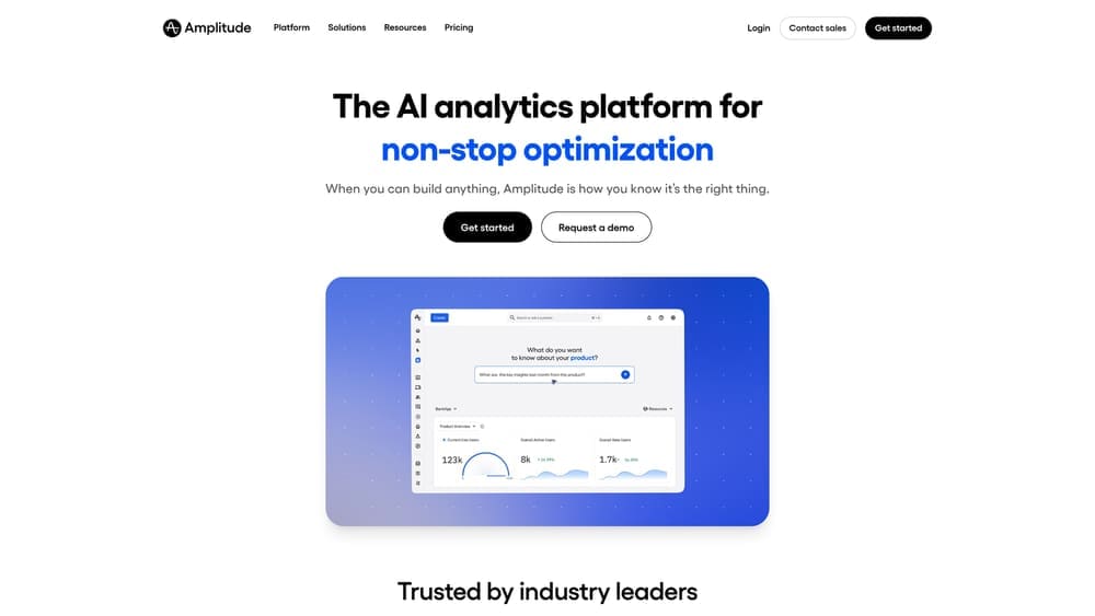 Screenshot of Amplitude website