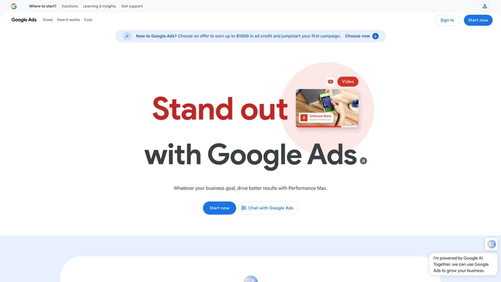 Screenshot of Google Ads website