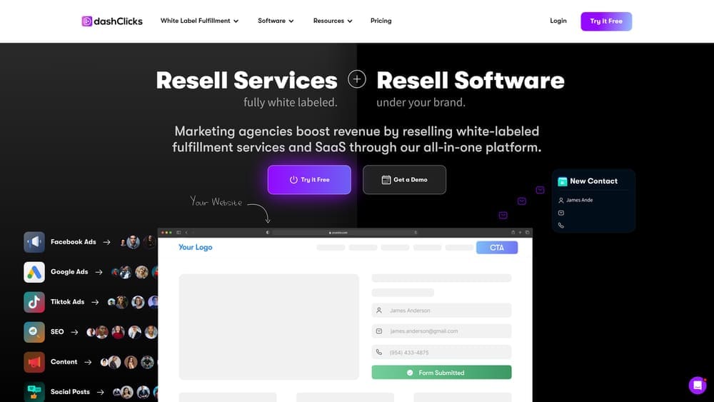 Screenshot of DashClicks website