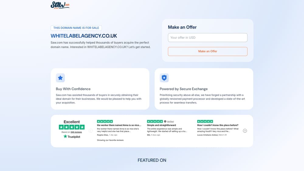 Screenshot of White Label Agency website