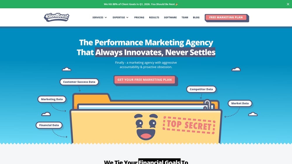 Screenshot of KlientBoost website