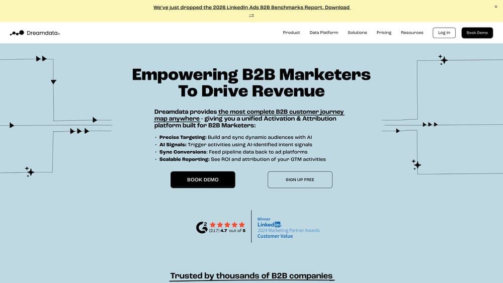 Screenshot of Dreamdata website